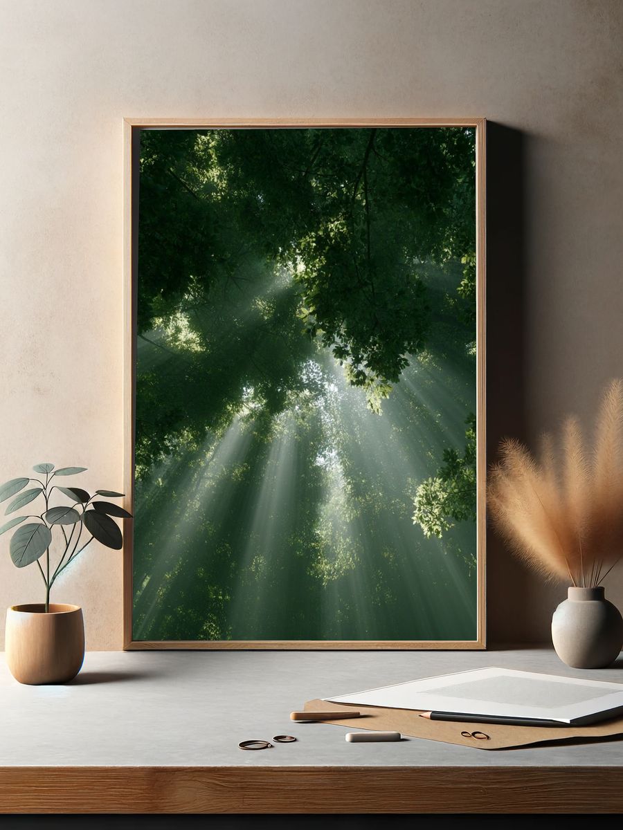 Sunlit Forest Canopy Poster. — room view 2