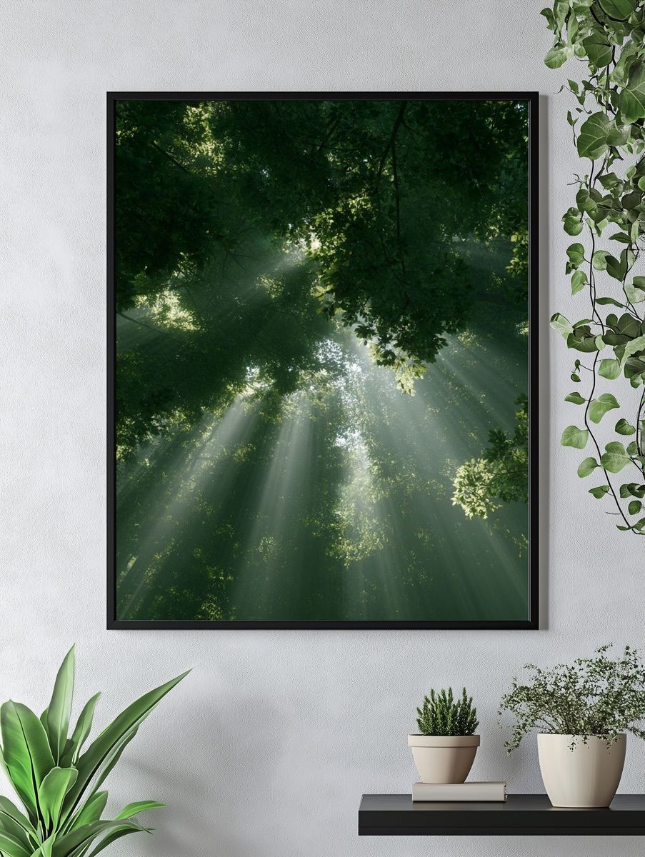 Sunlit Forest Canopy Poster. — room view 4