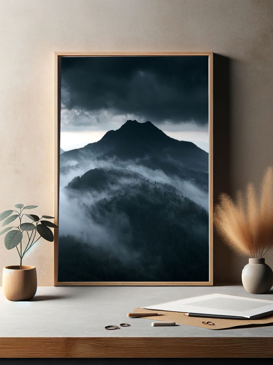 Misty Mountain Storm Poster. — room view 2