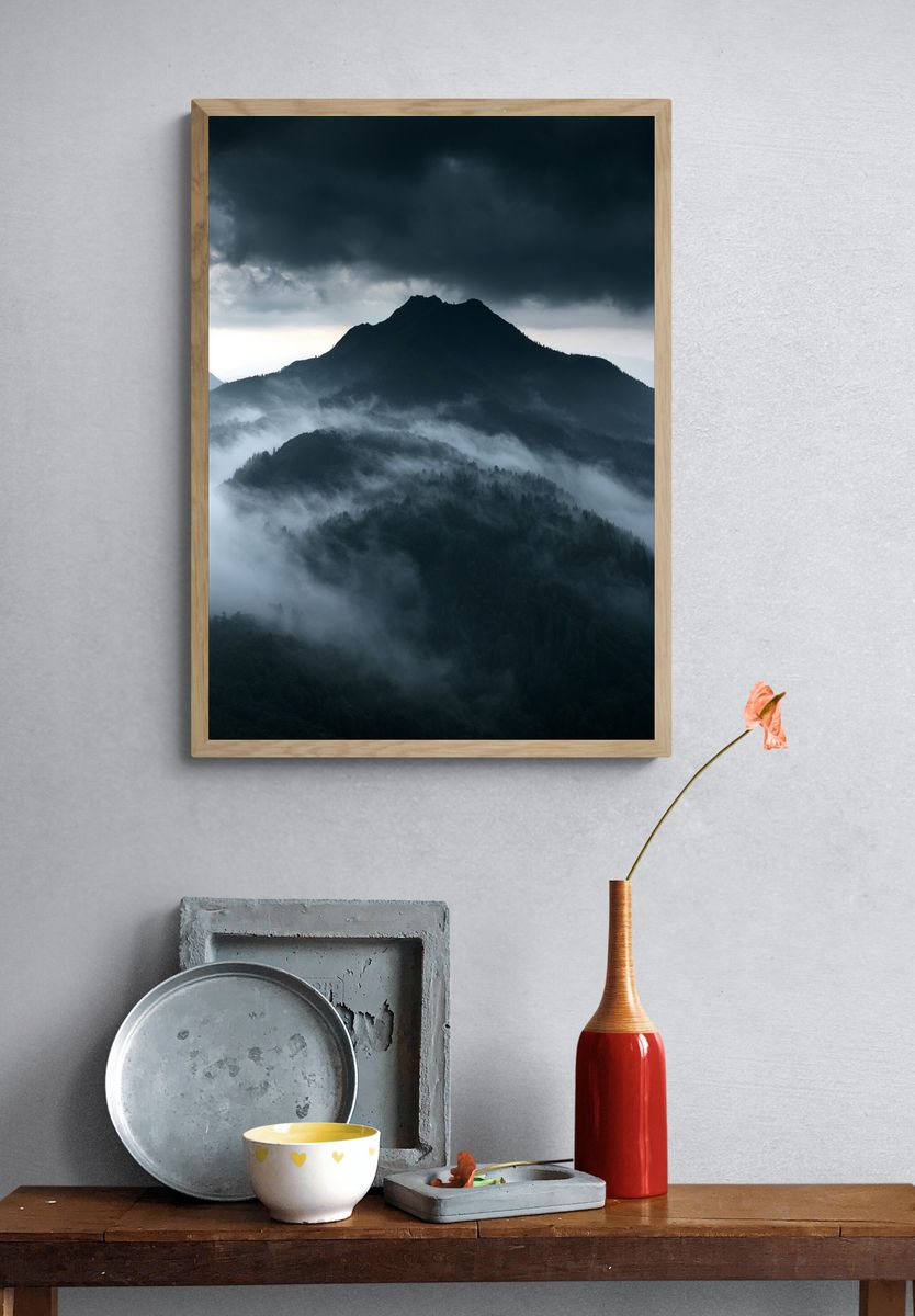 Misty Mountain Storm Poster. — room view 3