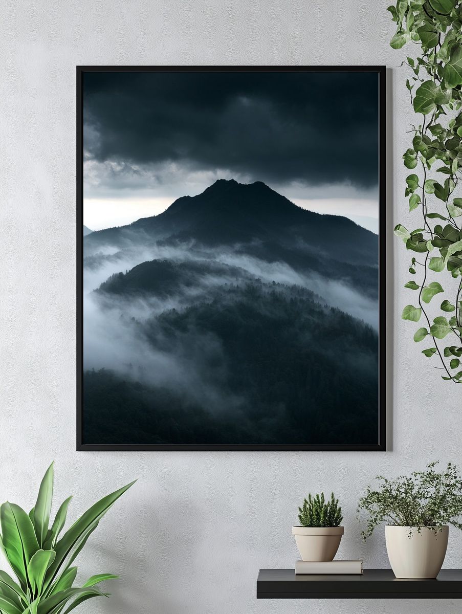 Misty Mountain Storm Poster. — room view 4