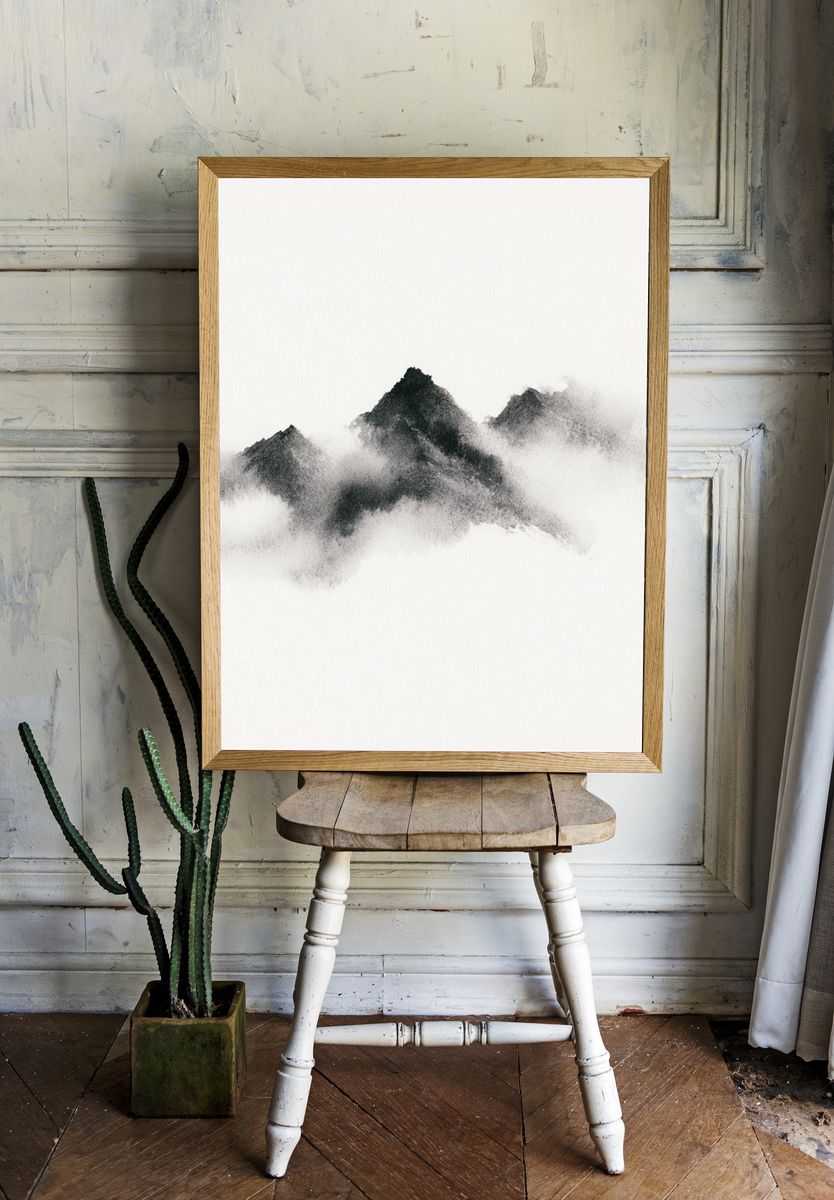 Ink Mountain Mist Print. — room view 1