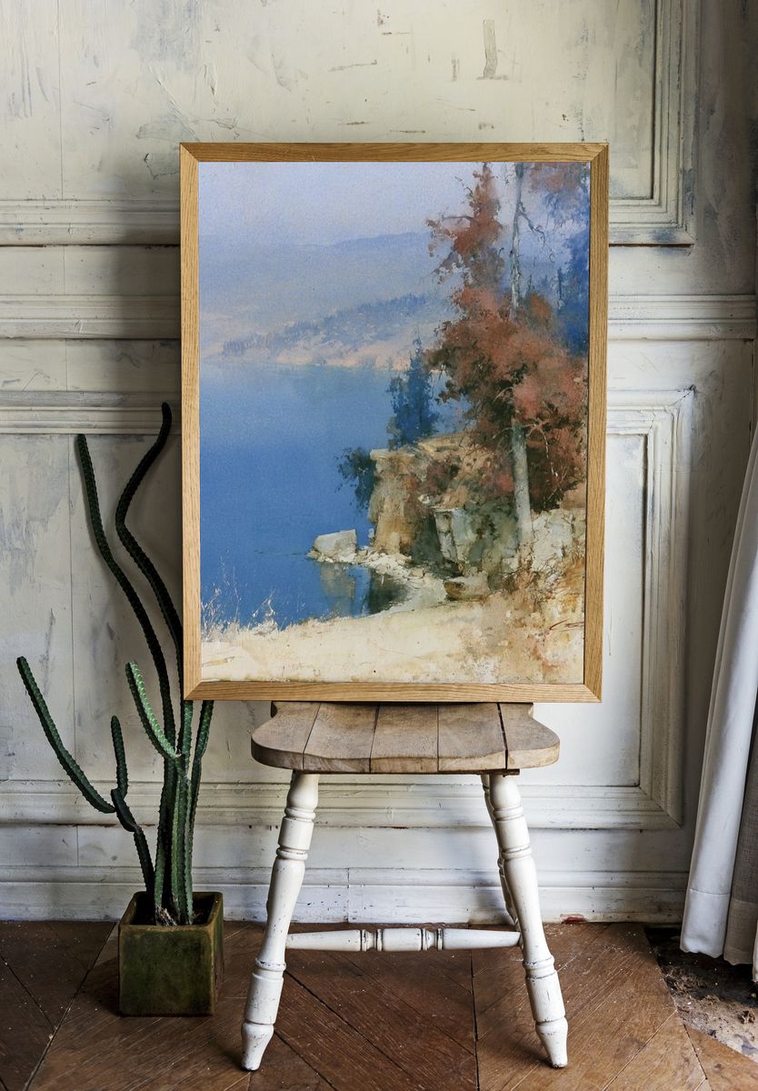 Coastal Cliff Watercolor Poster. room preview