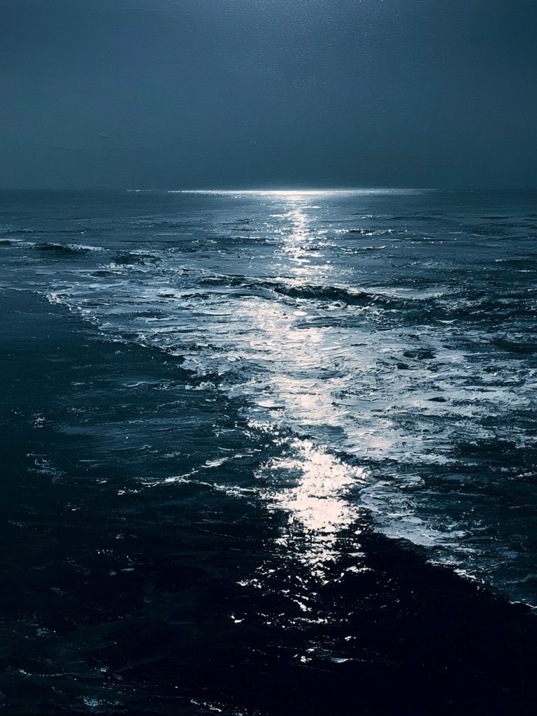 Moonlit Ocean Horizon Poster. poster detail