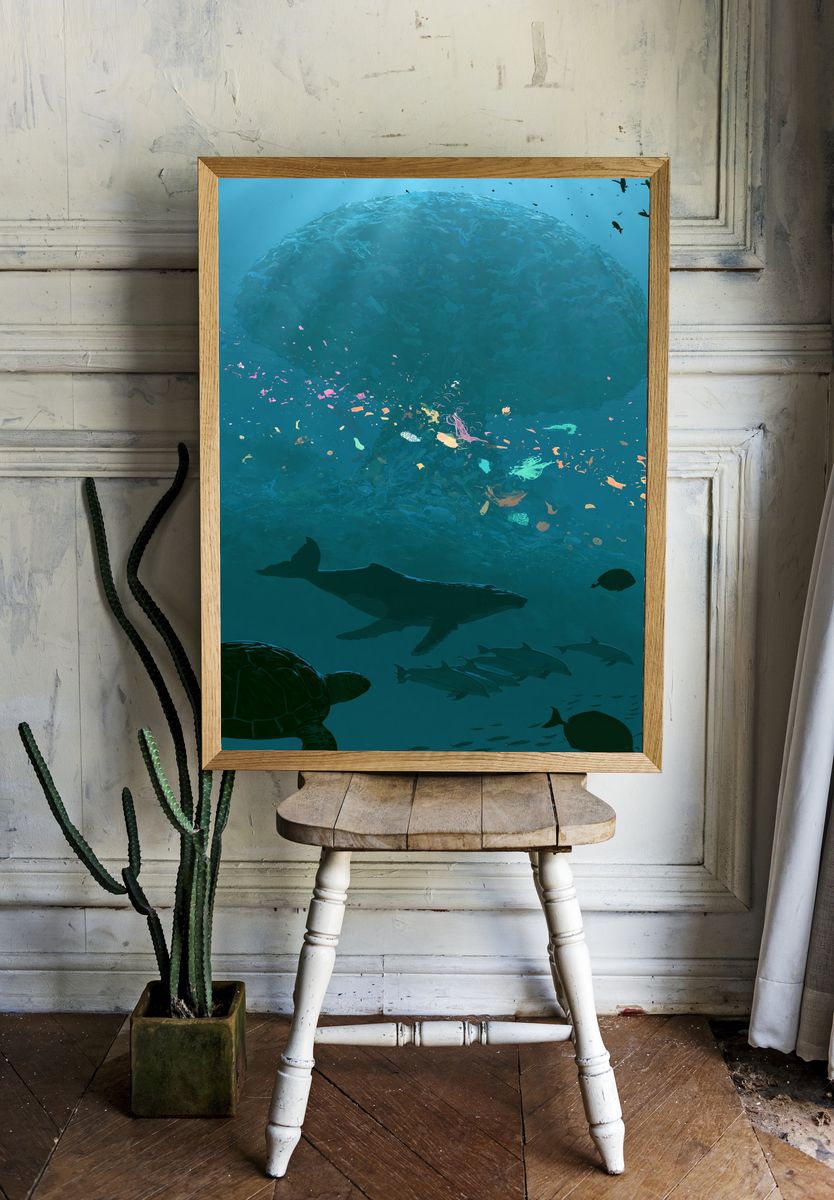 Underwater Marine Life Poster. — room view 1