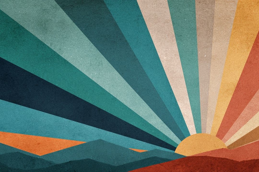 Retro Sunrise Landscape Poster. poster — nature art