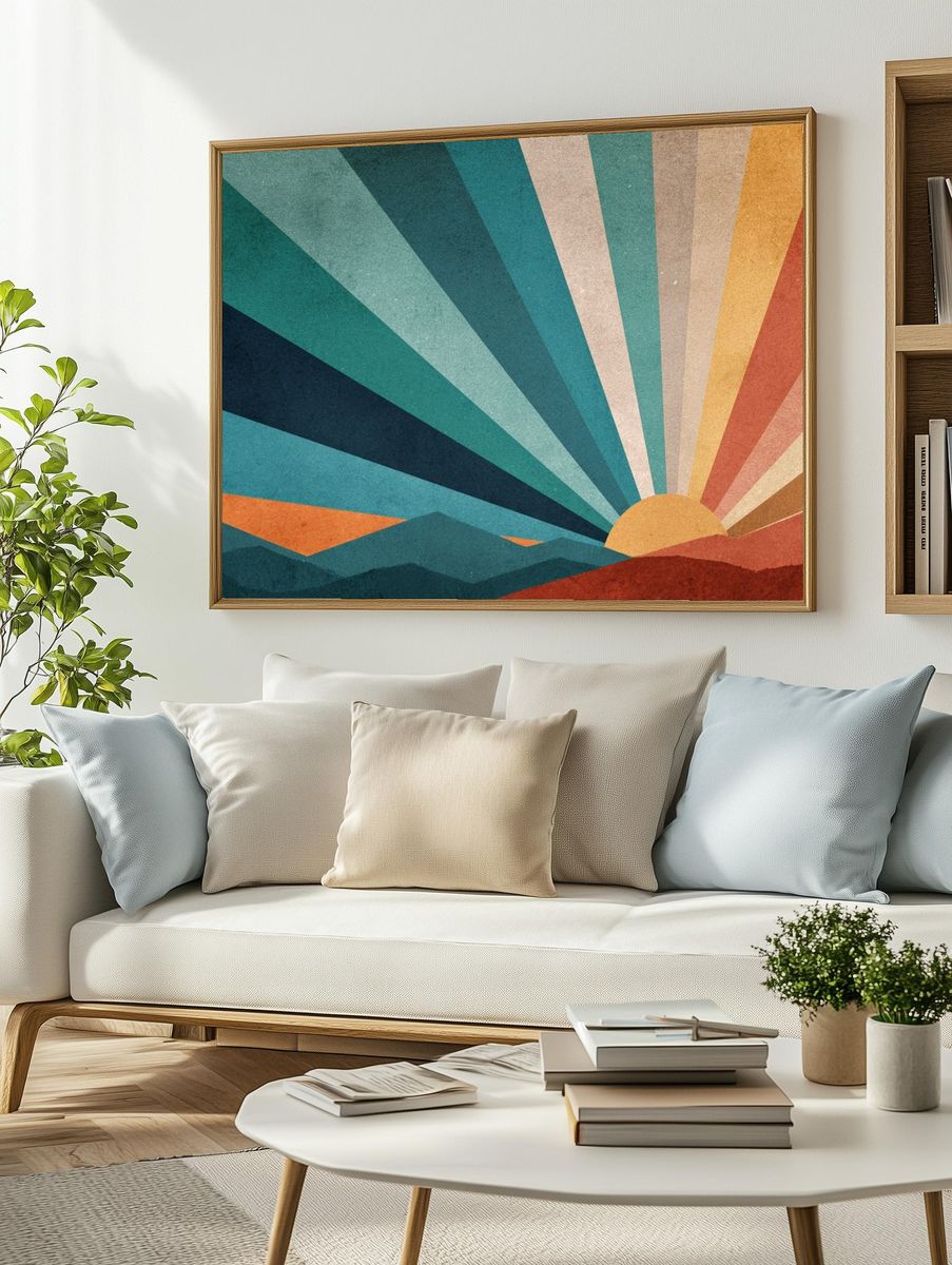 Retro Sunrise Landscape Poster. — room view 2
