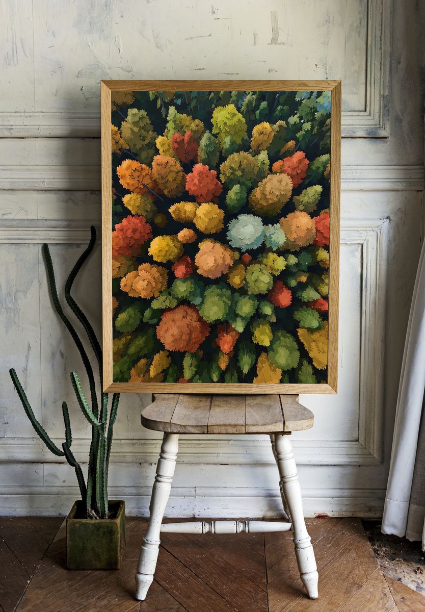 Autumn Forest Canopy Illustration Poster. room preview
