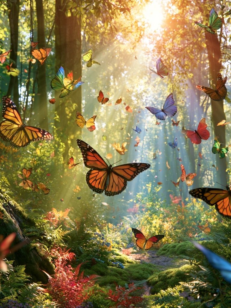 Butterfly Forest Sunlight Poster. poster — nature art