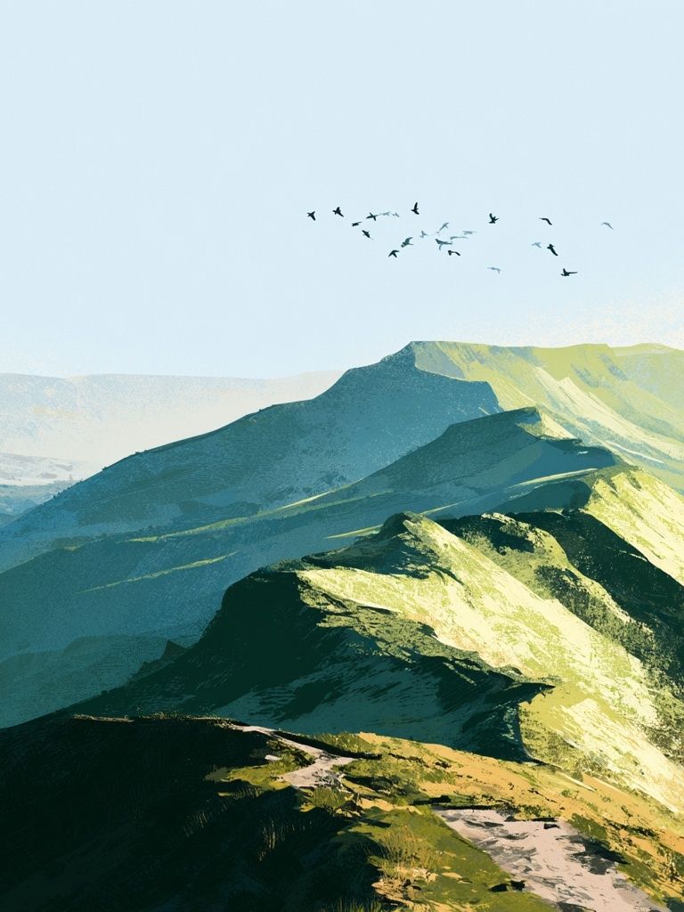 Misty Mountain Ridge Landscape Print. poster detail