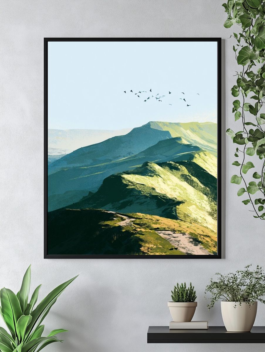 Misty Mountain Ridge Landscape Print. — room view 4