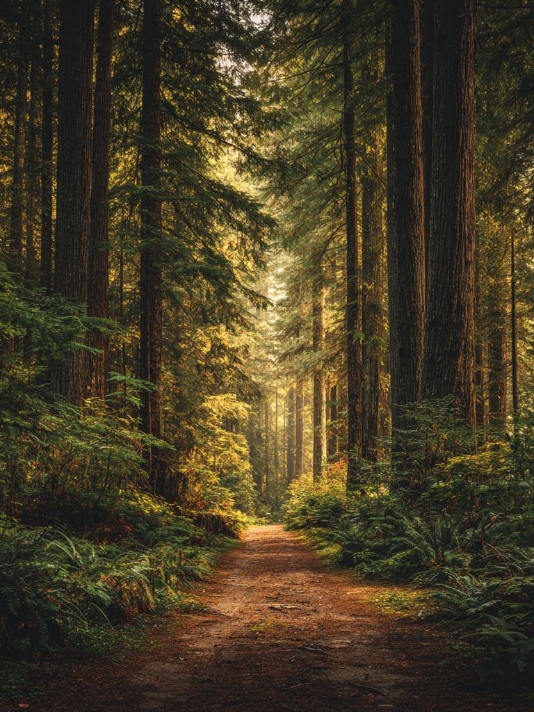 Misty Redwood Forest Poster. poster detail