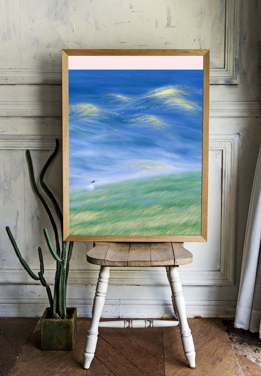 Dreamy Seascape Illustration Poster. — room view 1