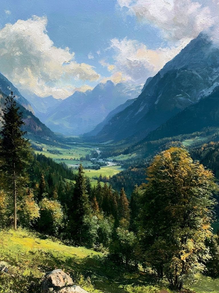 Alpine Valley Landscape Print. poster — nature art