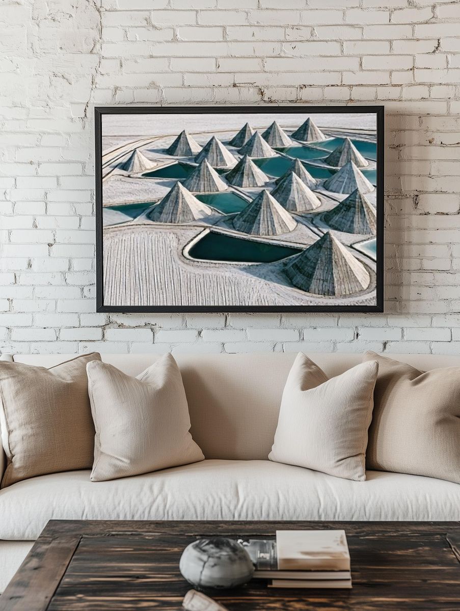 Salt Pyramids Landscape Print. room preview