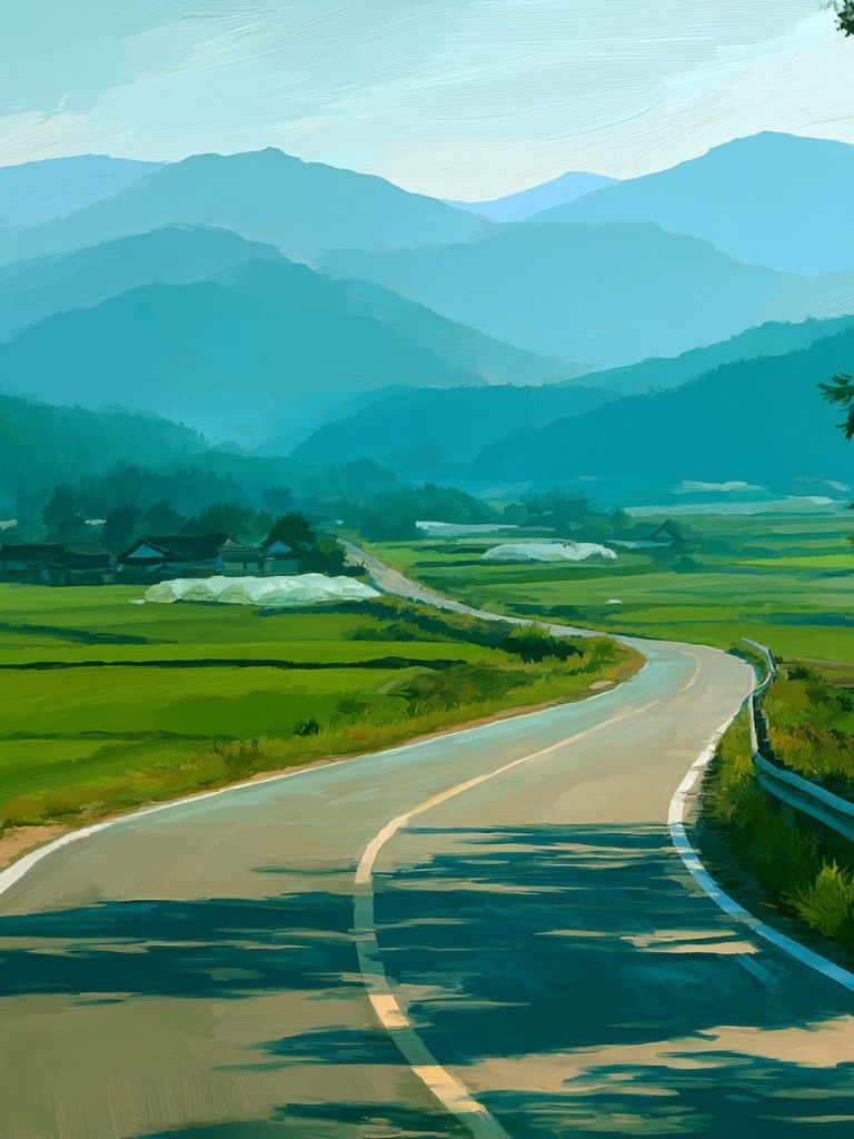 Mountain Road Landscape Poster. poster detail