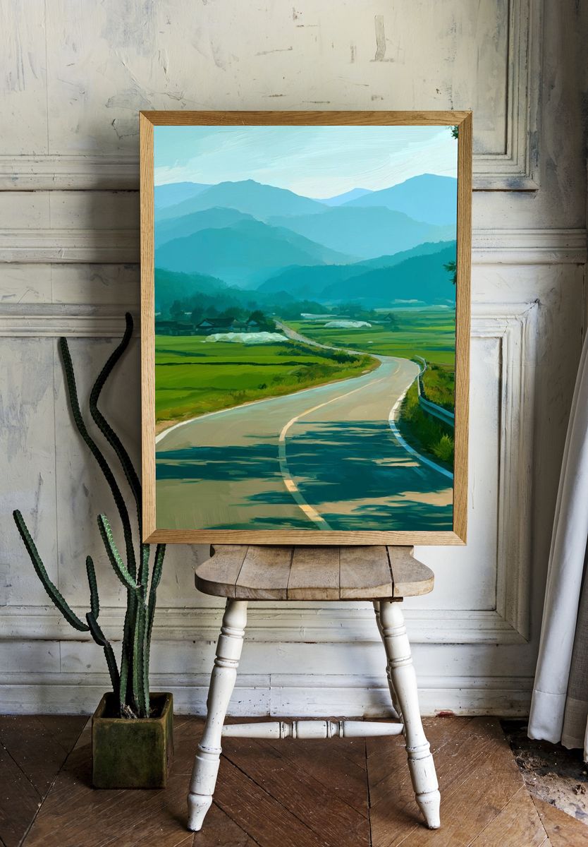 Mountain Road Landscape Poster. — room view 1