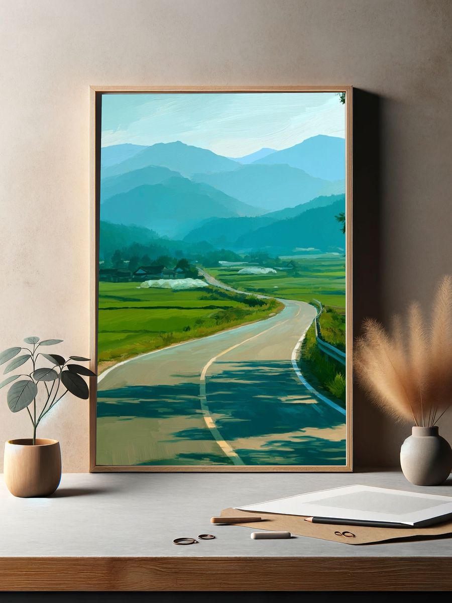 Mountain Road Landscape Poster. — room view 2