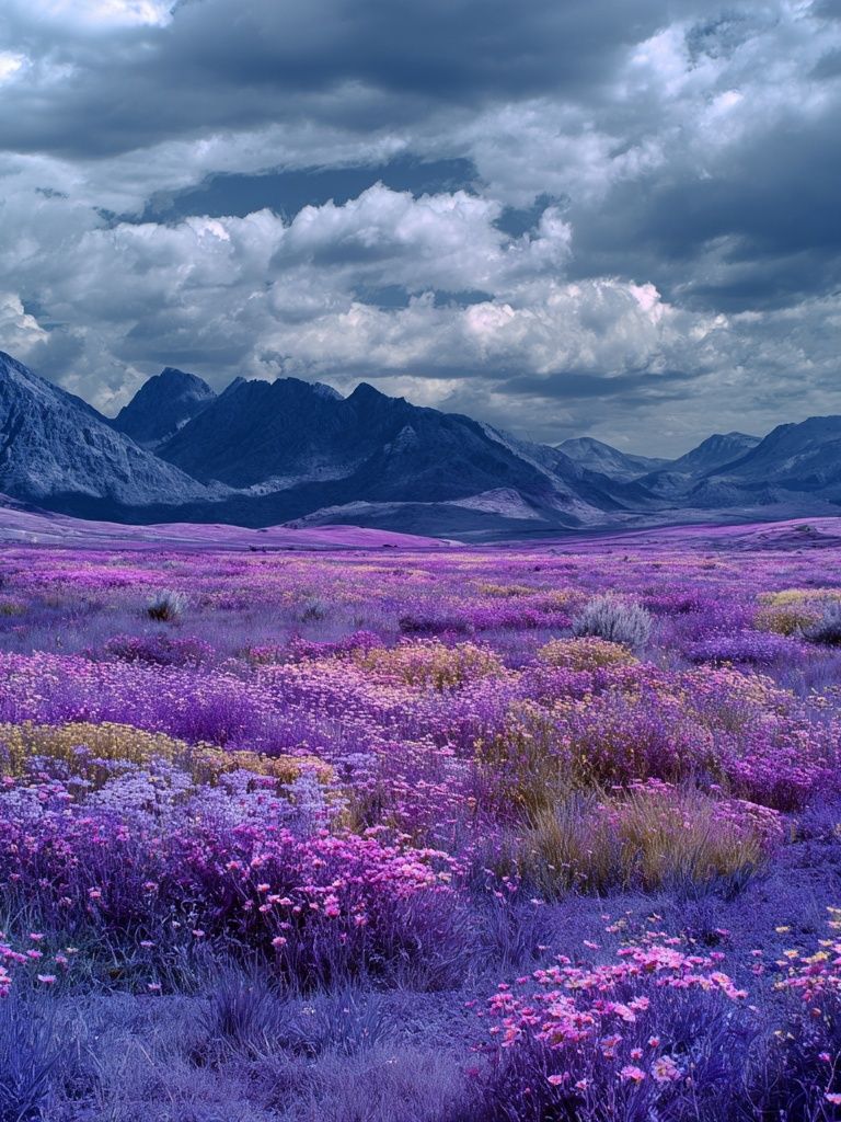 Purple Wildflower Mountain Landscape Poster. poster detail