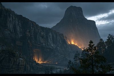 Volcanic Mountain Landscape Poster.