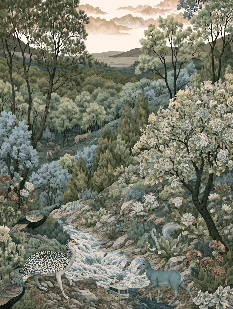 Enchanted Woodland Landscape Print. poster detail