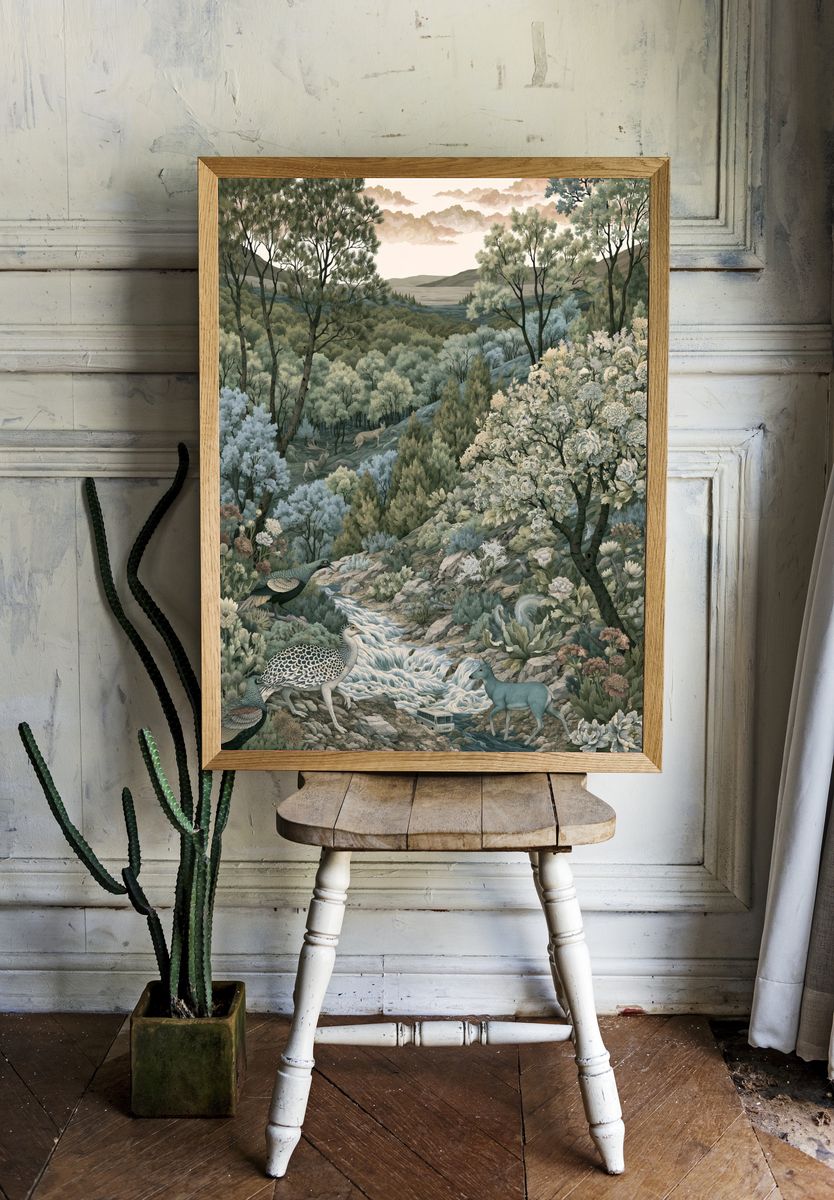 Enchanted Woodland Landscape Print. — room view 1