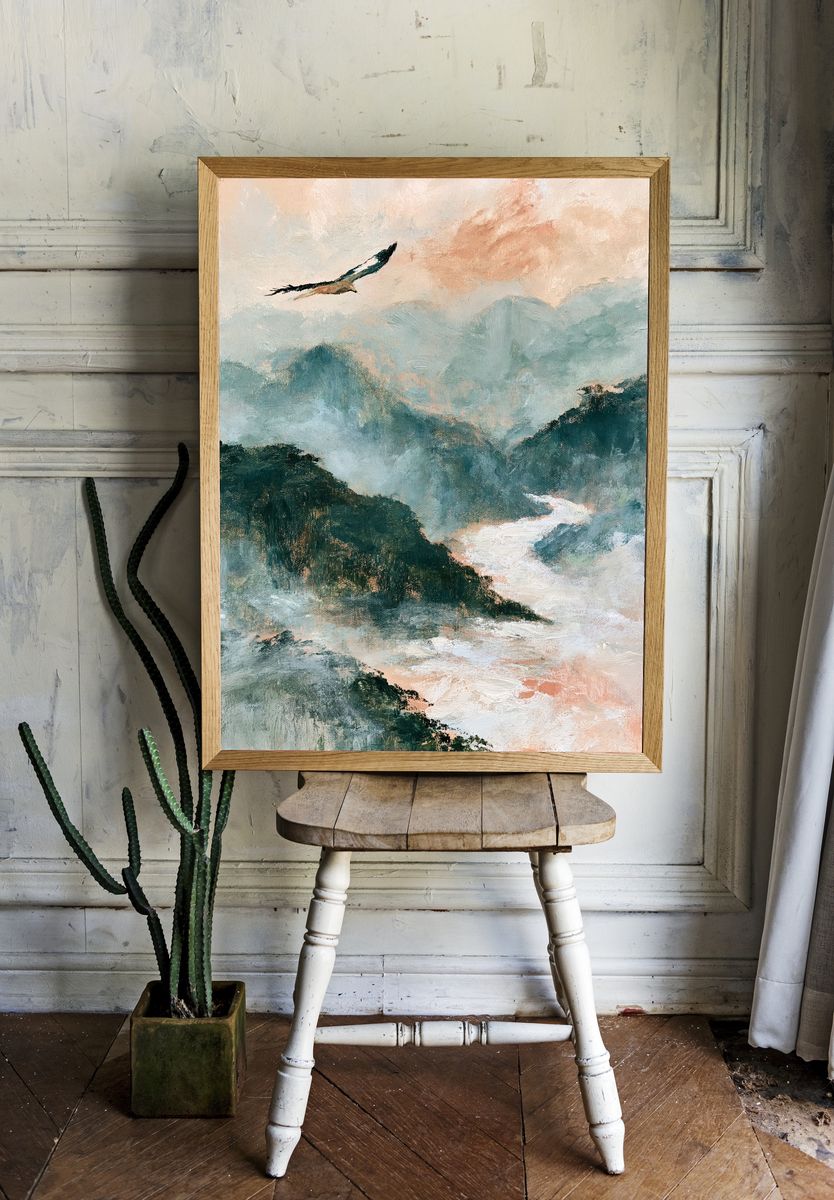 Misty Mountain Eagle Fine-Art Print. room preview