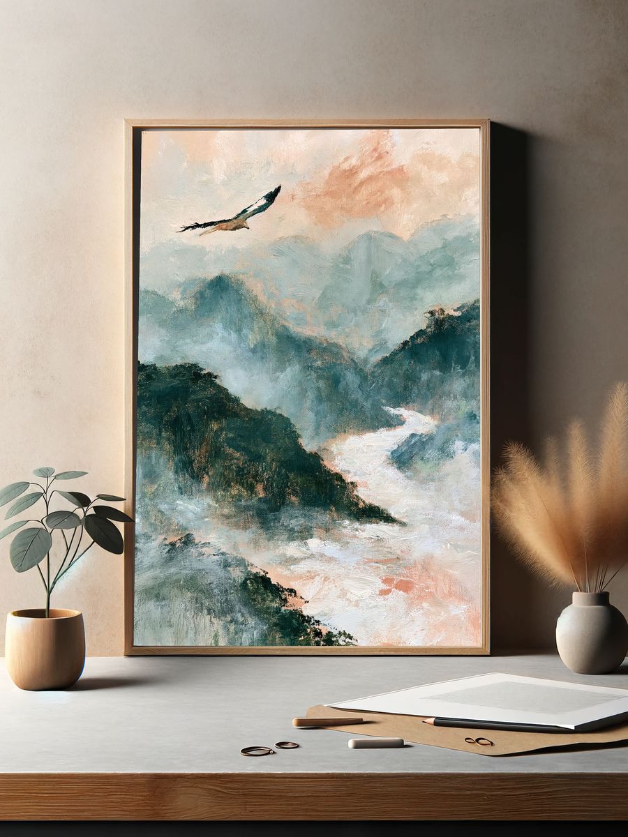 Misty Mountain Eagle Fine-Art Print. — room view 2