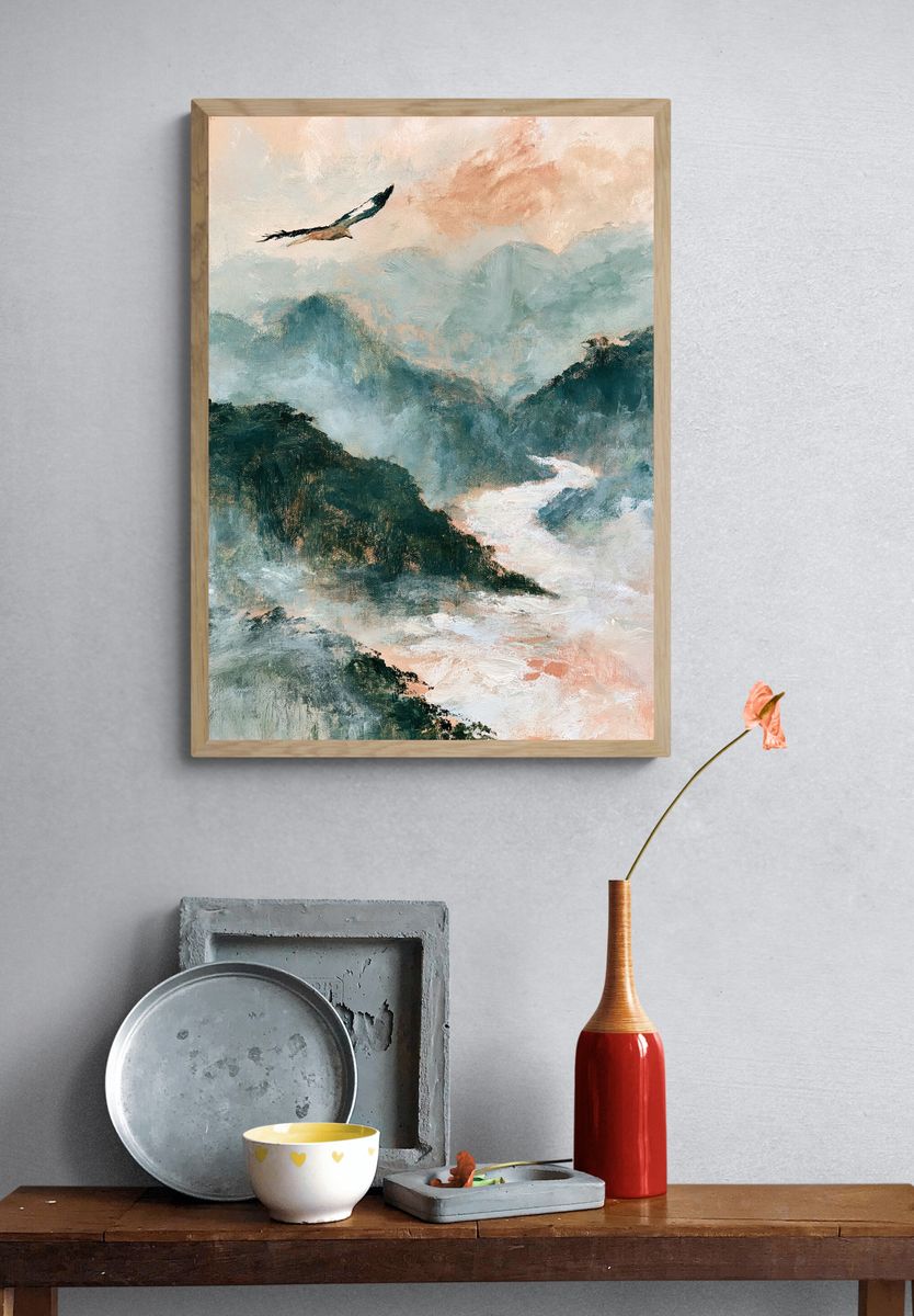 Misty Mountain Eagle Fine-Art Print. — room view 3