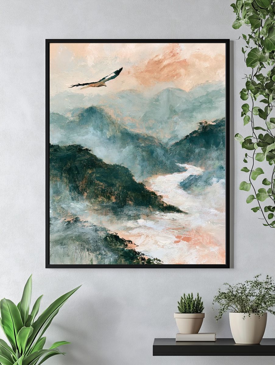 Misty Mountain Eagle Fine-Art Print. — room view 4