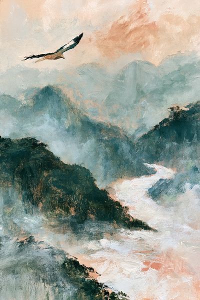 Misty Mountain Eagle Fine-Art Print. poster