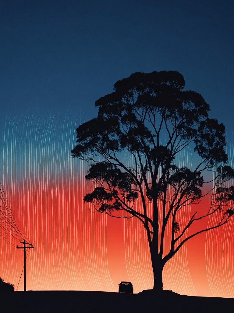 Silhouette Tree Sunset Print. poster — nature art