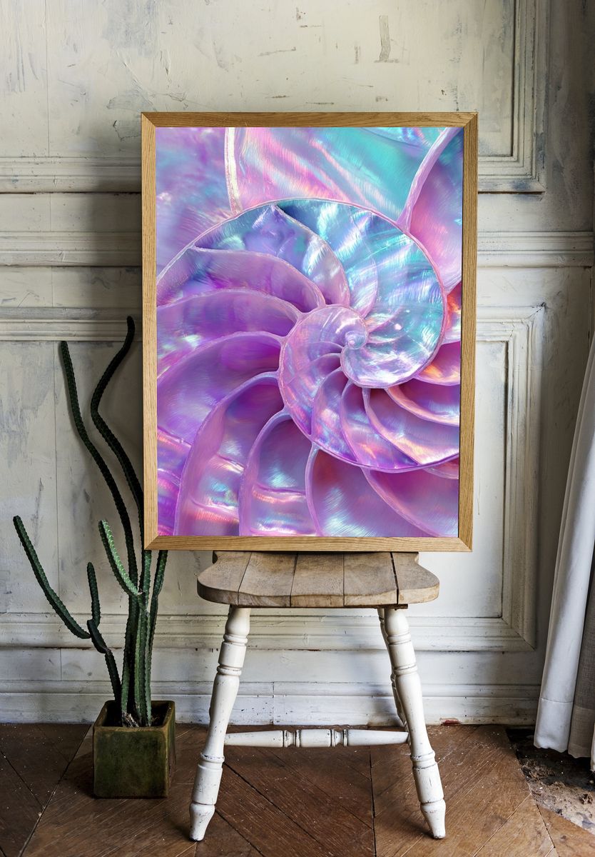 Iridescent Nautilus Shell — Nature Print room preview
