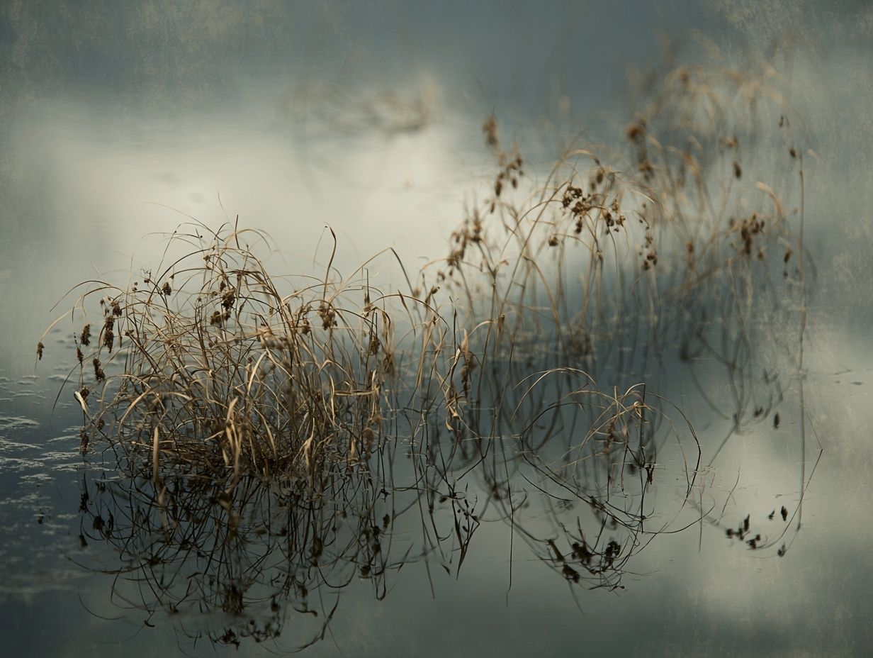 Reeds in Misty Water Photography Poster. poster — nature art