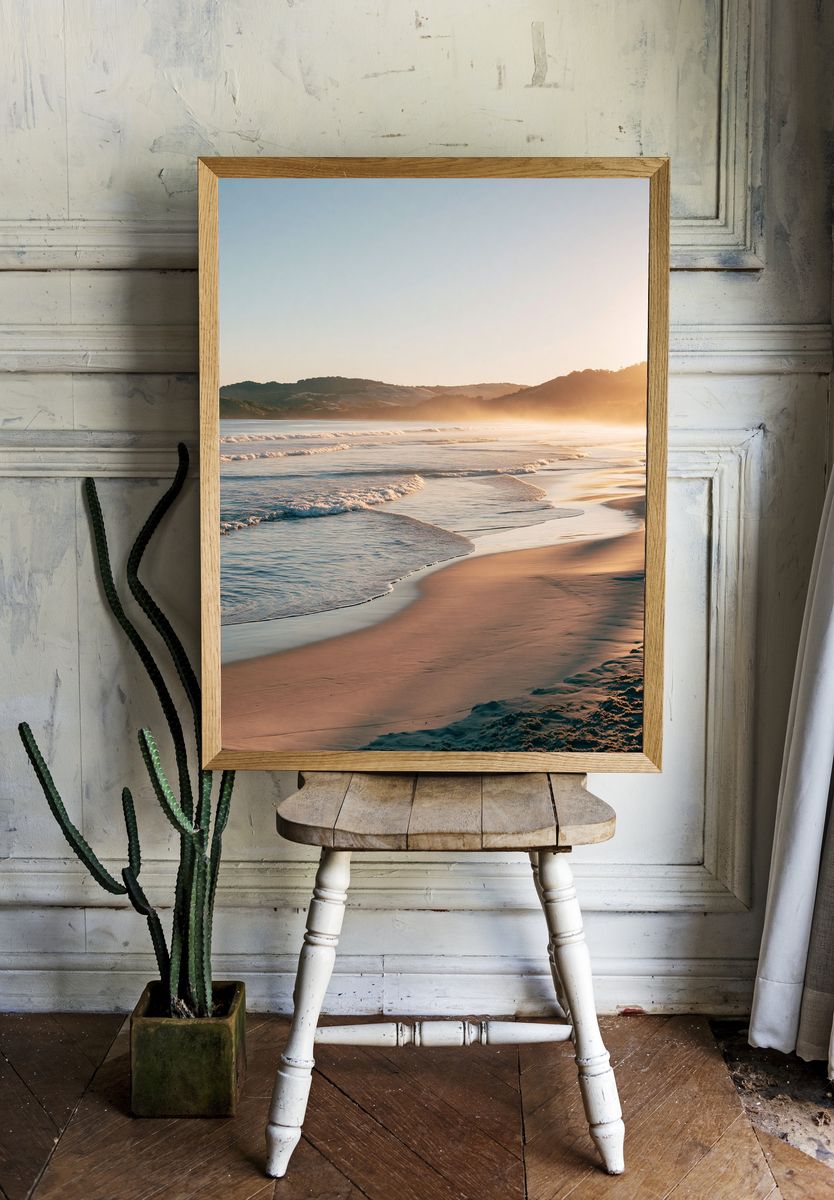 Golden Tropical Beach Sunrise Poster. — room view 1