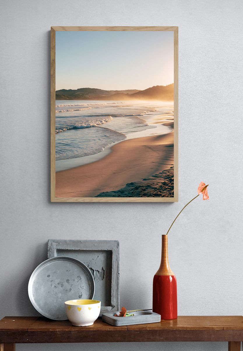 Golden Tropical Beach Sunrise Poster. — room view 3