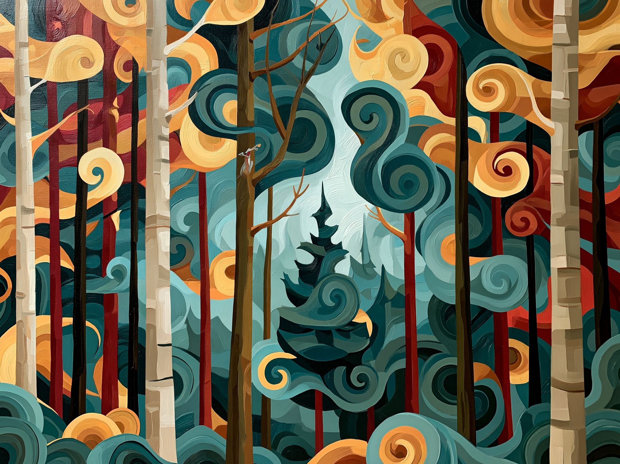 Whimsical Forest Swirls Poster. poster detail