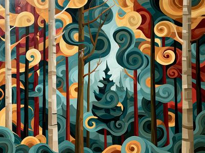 Whimsical Forest Swirls Poster. poster