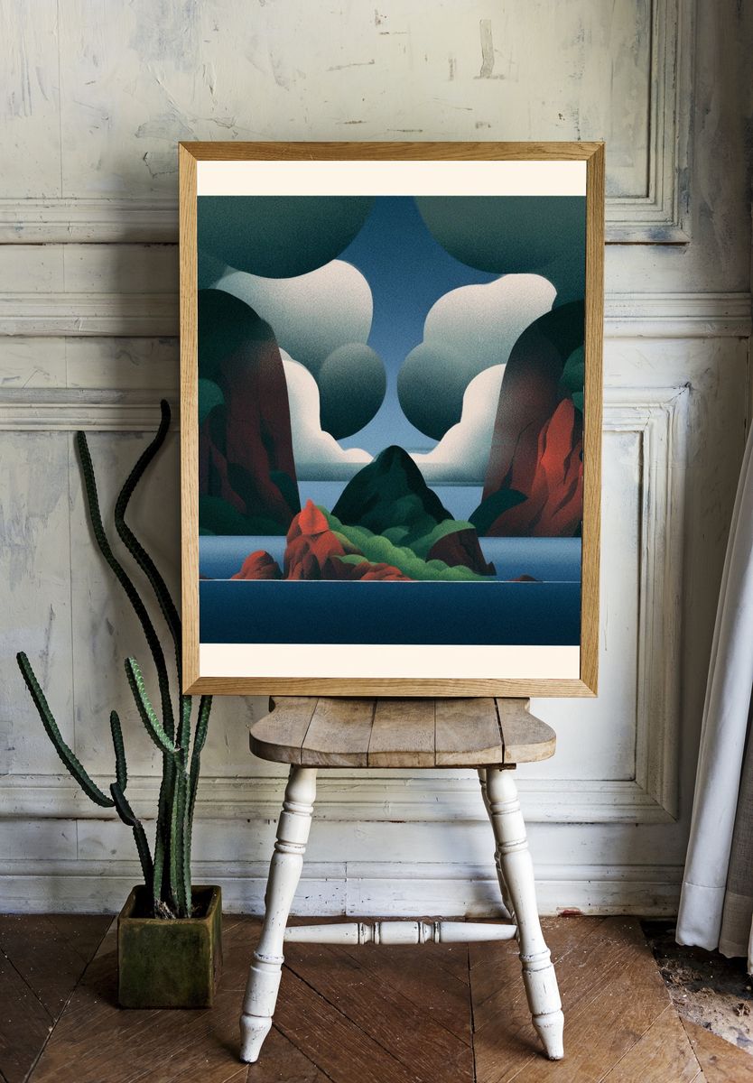 Surreal Coastal Landscape Poster. — room view 1
