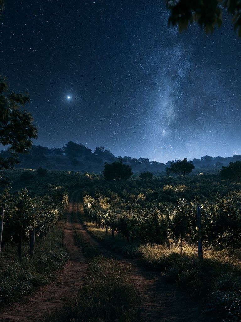 Starry Vineyard Nightscape Poster. poster — nature art