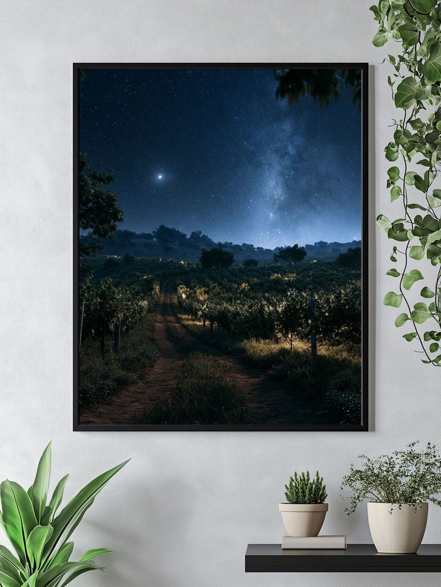 Starry Vineyard Nightscape Poster. — room view 4