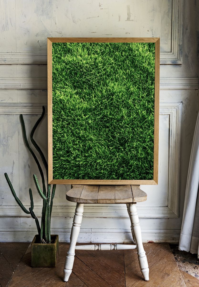 Lush Green Grass Texture Print. — room view 1
