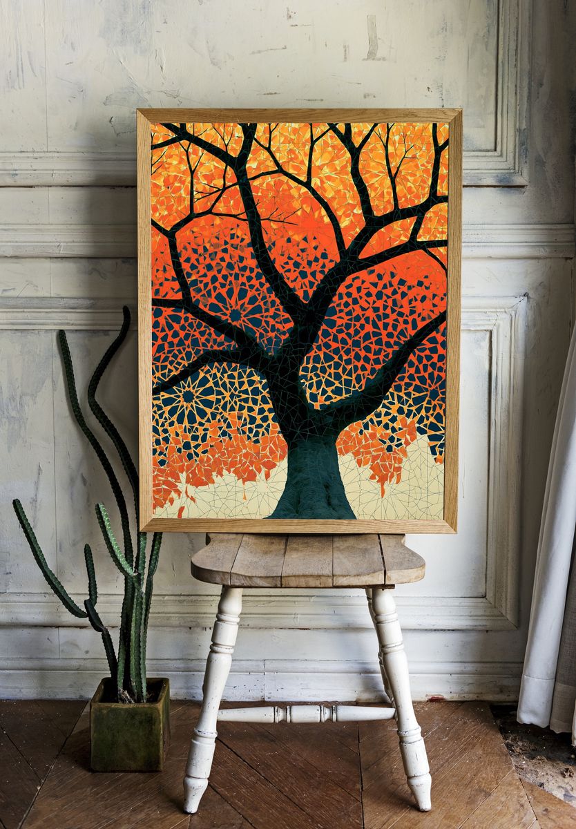 Autumn Tree Mosaic Poster. — room view 1