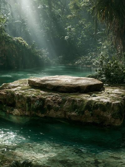 Tropical Jungle Lagoon Poster. poster