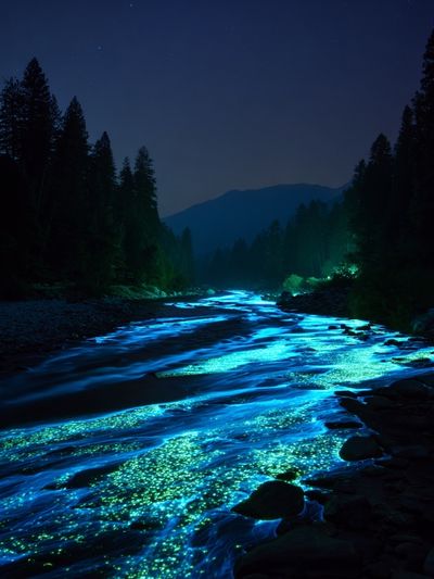 Glowing River Nightscape Poster. poster