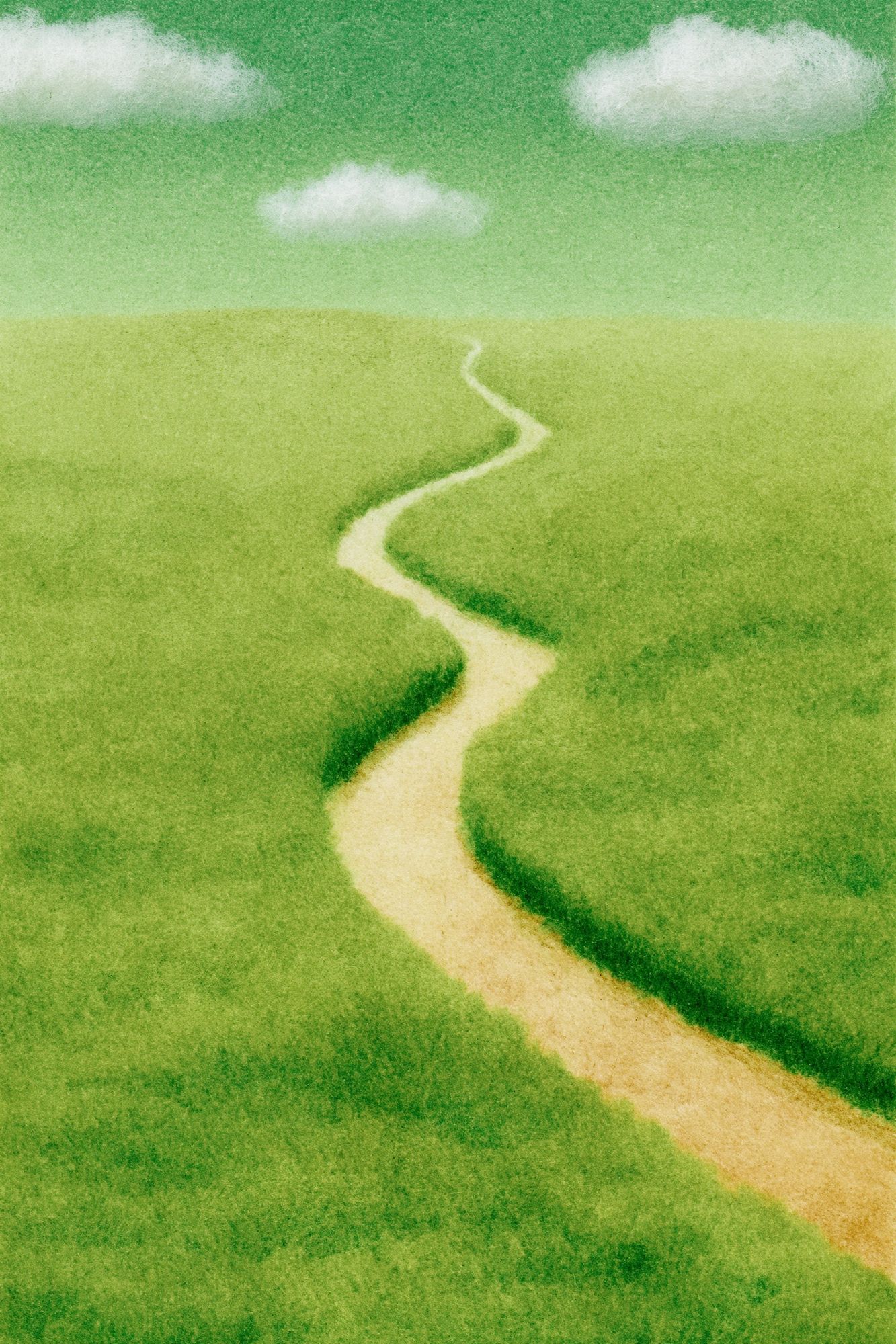 Meadow Path Watercolor Print. poster — nature art