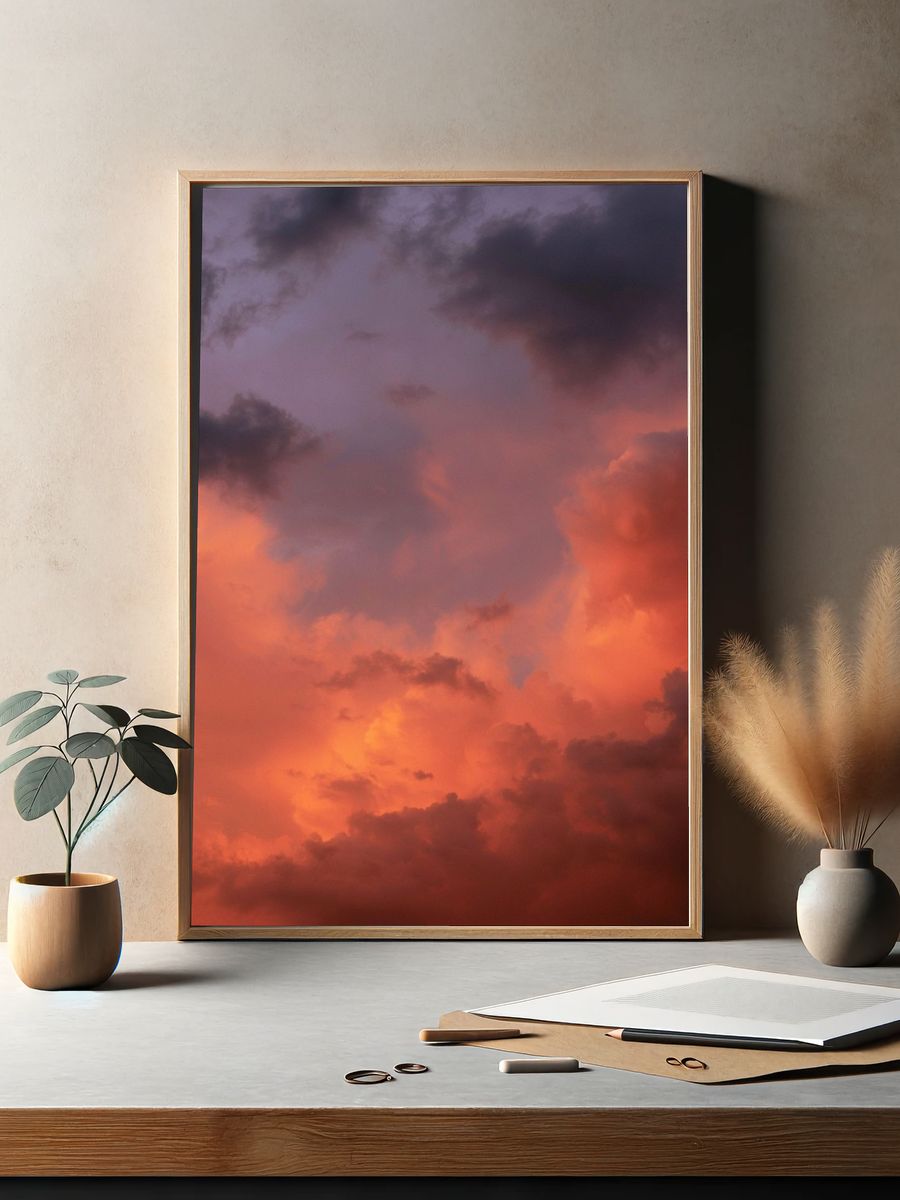 Fiery Sunset Clouds Poster. — room view 2