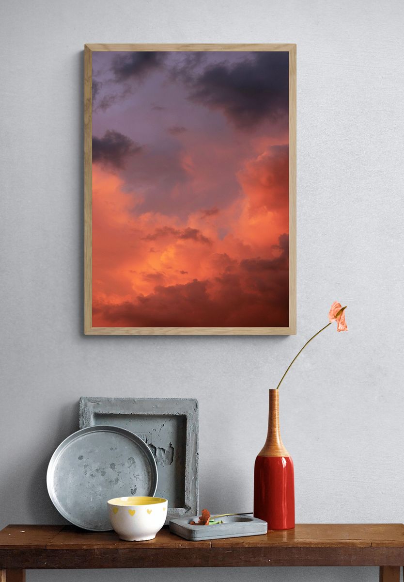 Fiery Sunset Clouds Poster. — room view 3