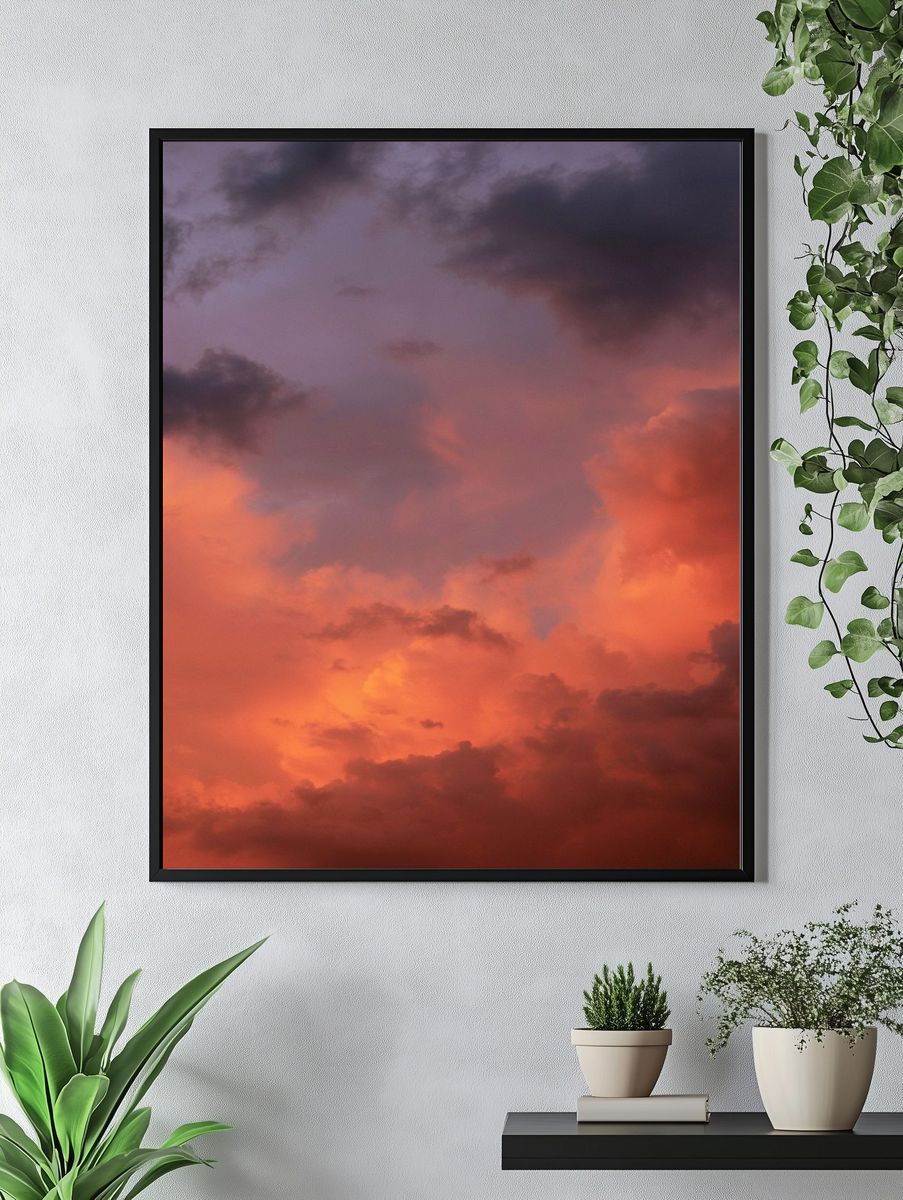 Fiery Sunset Clouds Poster. — room view 4