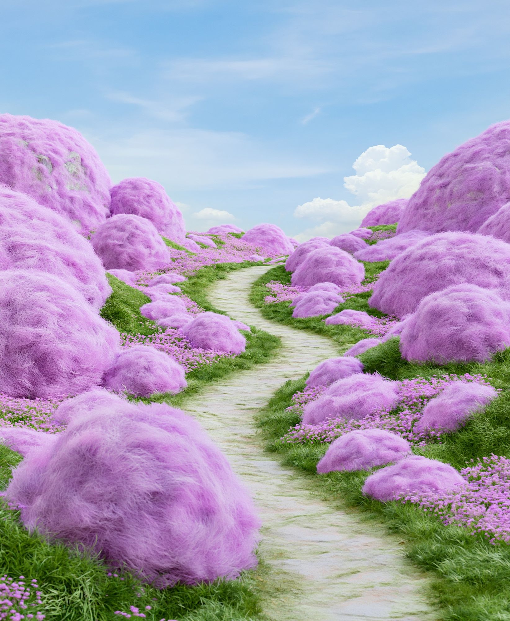 Dreamy Lavender Path Illustration Print. poster — nature art